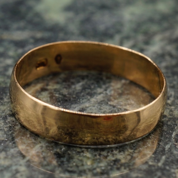 c.1890 14k Victorian Wedding Band Handmade Cigar Band Wolf’s Head Maker’s Mark - Picture 6 of 7